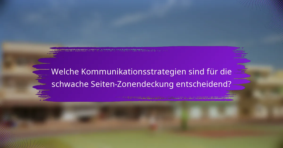 Welche Kommunikationsstrategien sind für die schwache Seiten-Zonendeckung entscheidend?